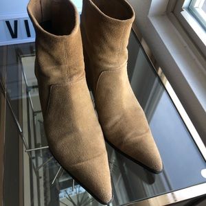 Zara Sand Colored Leather Heeled Ankle Boots - 7.5